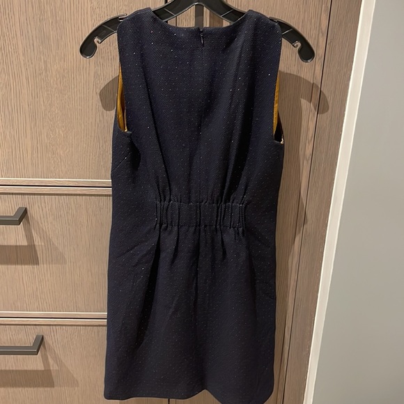 Ted Baker London navy blue with gold specs lined sleeveless dress - Picture 4 of 5